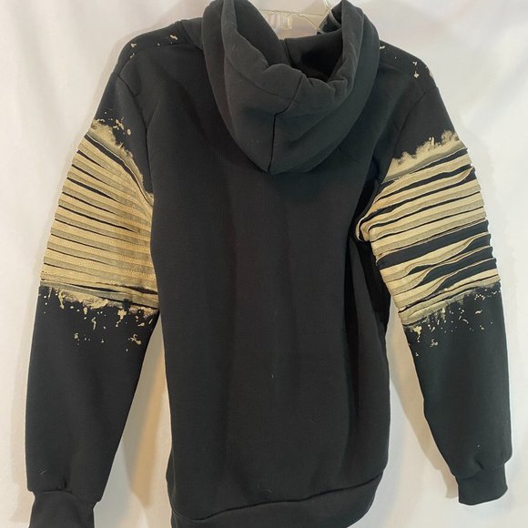 Tailored Recreation Premium Black w/ Gray Paint Hoodie Sweatshirt Men's Size - Picture 2 of 12